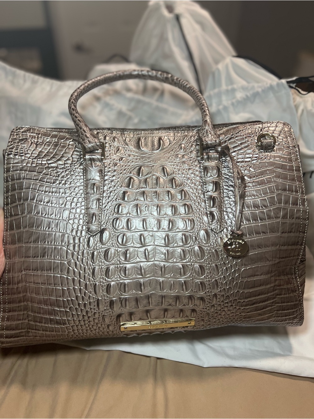 Brahmin Finley Carryall Chardonnay Melbourne Genuine Leather